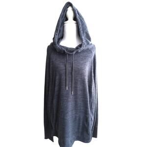 Athleta techie sweat gray cowl hoodie oversized softw/ pocket XLT athletic fall